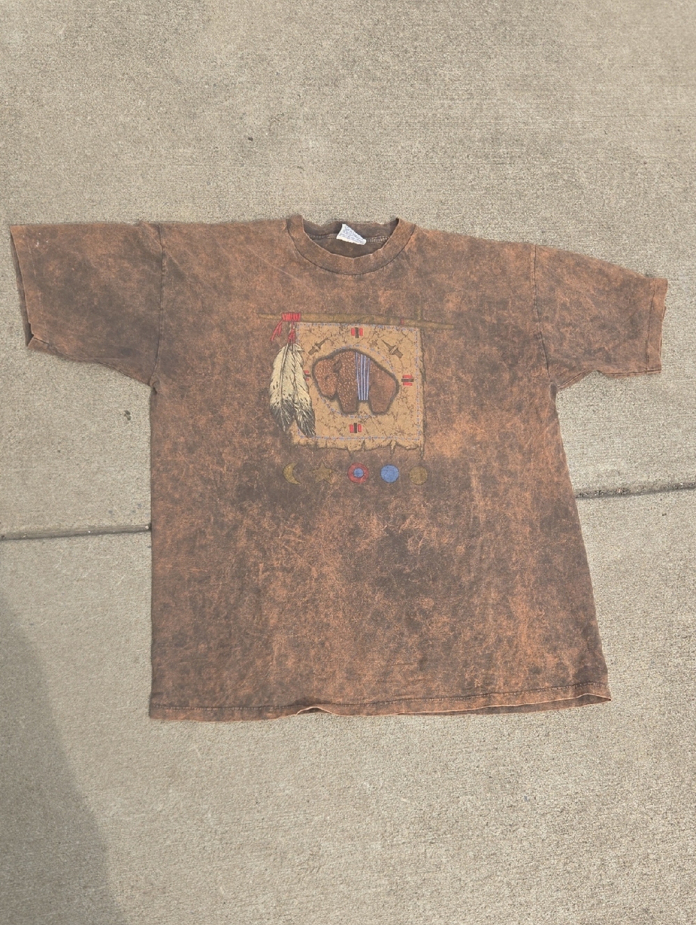 Vintage Sun Dance Buffalo Tee Brown Size XXL Single Stitch T-Shirt - Picture 2 of 7